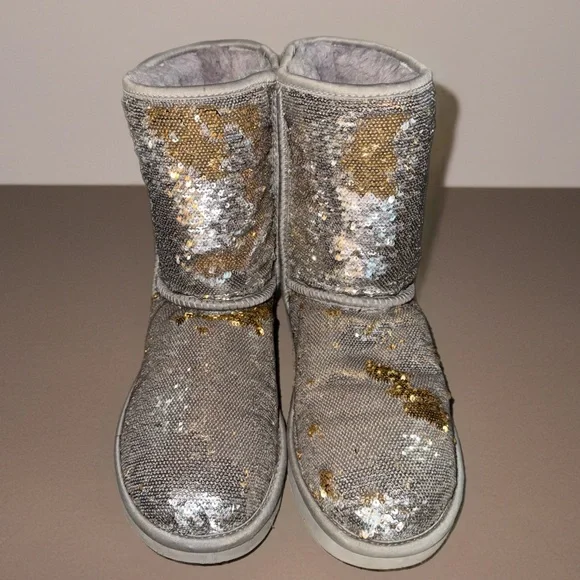 UGG Women's Sequin Silver and Gold Boots - Picture 1 of 3